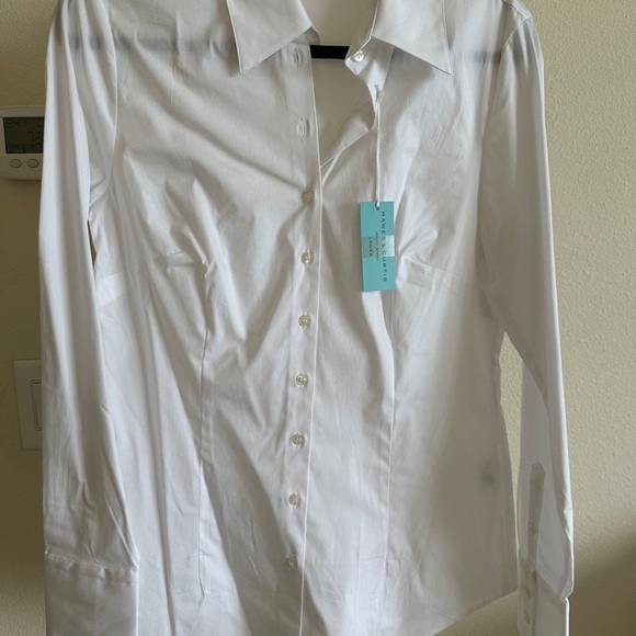NWT Hawes & Curtis Fitted Vintage White Button Down Blouse Sz UK 14 - Picture 6 of 12